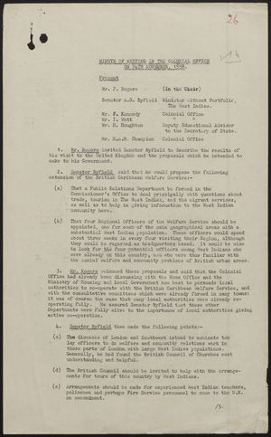 Colonial Office Minutes re: Meeting in Colonial Office, November 24, 1958 Colonial Office Minutes re: Meeting in Colonial Office, November 24, 1958
