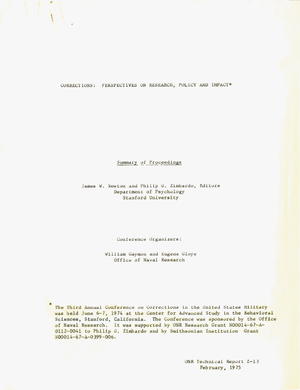 Corrections: Perspectives On Research, Policy, and Impact: Summary of Proceedings Corrections: Perspectives On Research, Policy, and Impact: Summary of Proceedings