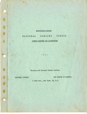 Activities Section, National Camping School, Course Outline for Instructors Activities Section, National Camping School, Course Outline for Instructors