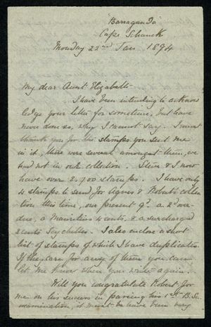Incomplete Letter from Edith Thompson to My dear Aunt Elizabeth, January 22, 1894 Incomplete Letter from Edith Thompson to My dear Aunt Elizabeth, January 22, 1894
