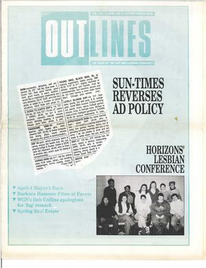 Outlines, The Voice of the Gay and Lesbian Community, Vol. 2 No. 11, April 1989 Outlines, The Voice of the Gay and Lesbian Community, Vol. 2 No. 11, April 1989