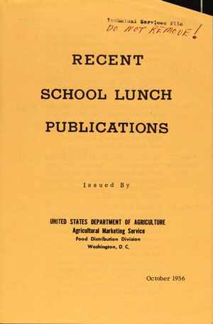 RECENT SCHOOL LUNCH PUBLICATIONS RECENT SCHOOL LUNCH PUBLICATIONS