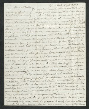 Letter from Francis Pratt Winter to Arbella Winter Cooke, July 24, 1842 Letter from Francis Pratt Winter to Arbella Winter Cooke, July 24, 1842
