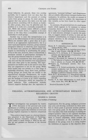 Yielding, Authoritarianism, and Authoritarian Ideology Regarding Groups Yielding, Authoritarianism, and Authoritarian Ideology Regarding Groups