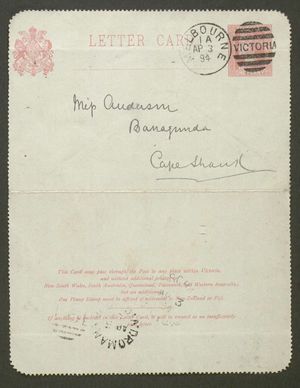 Letter from Alfred Howitt to Edith Thompson, April 2, 1894 Letter from Alfred Howitt to Edith Thompson, April 2, 1894