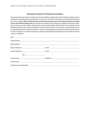 Sample: Educational Contract for Clinical Concentration Sample: Educational Contract for Clinical Concentration