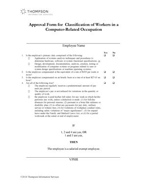 Approval Form for Classification of Workers in a Computer-Related Occupation Approval Form for Classification of Workers in a Computer-Related Occupation