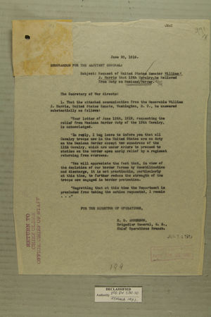 Combined Correspondence Discussing Construction of a Fence Along Mexican Border, June 20 - July 23, 1919 Combined Correspondence Discussing Construction of a Fence Along Mexican Border, June 20 - July 23, 1919