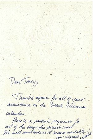 Letter from Jorjet to Tracy Baim, October 22, 1996 Letter from Jorjet to Tracy Baim, October 22, 1996