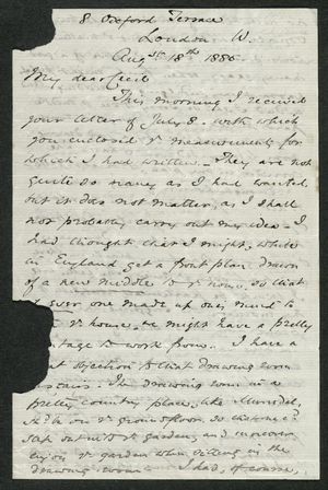 Letter from Samuel Winter Cook to My dear Cecil, August 18, 1885 Letter from Samuel Winter Cook to My dear Cecil, August 18, 1885
