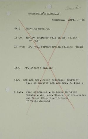 Ambassador S Schedule April 13 1966 Alexander Street A Proquest Company