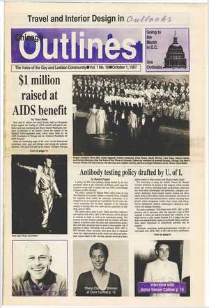 Chicago Outlines The Voice of the Gay and Lesbian Community Vol. 1 No. 18 October 1, 1987 Chicago Outlines The Voice of the Gay and Lesbian Community Vol. 1 No. 18 October 1, 1987