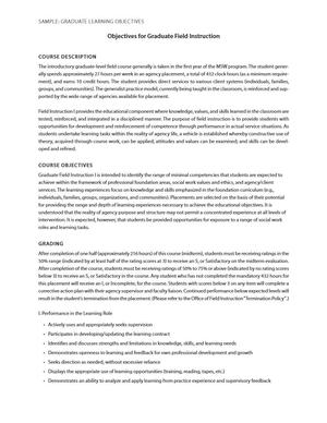 Sample: Graduate Learning Objectives Sample: Graduate Learning Objectives