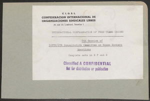 Joint ICFTU / ITS Consultative Committee of Women Workers' Questions, Sixth Meeting, Brussels, 9-10 October 1961 Joint ICFTU / ITS Consultative Committee of Women Workers' Questions, Sixth Meeting, Brussels, 9-10 October 1961
