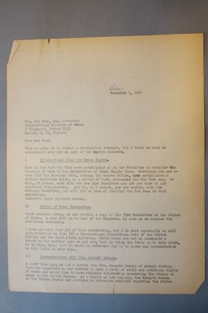 Letter from Frieda Miller to Amy Bush, December 8, 1966 Letter from Frieda Miller to Amy Bush, December 8, 1966