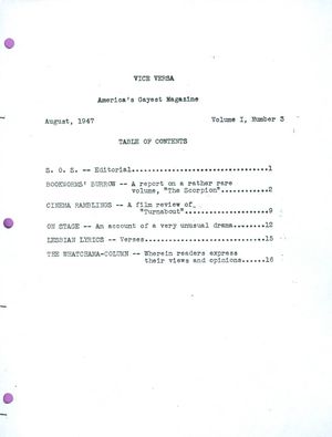 Vice Versa, Volume I, Number 3, August 1947 Vice Versa, Volume I, Number 3, August 1947