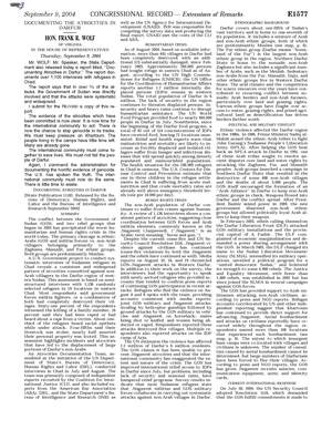 Congressional Record - Hon. Frank R. Wolf Of Virginia Speaking To The House About The Human Rights Crisis In Darfur, September 09, 2004 Congressional Record - Hon. Frank R. Wolf Of Virginia Speaking To The House About The Human Rights Crisis In Darfur, September 09, 2004
