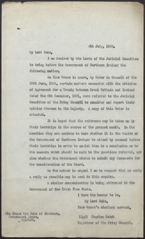 Letter From Charles Neish To His Grace The Duke Of Abercorn July 4 1924 Alexander Street A Proquest Company