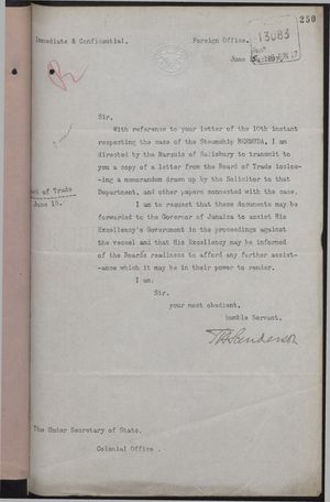 Correspondence re: Case of the Correspondence re: Case of the