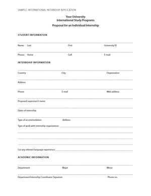 Sample: International Internship Application Sample: International Internship Application