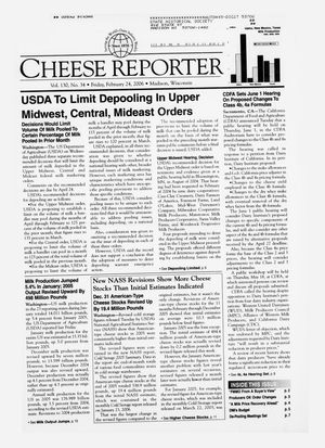 Cheese Reporter, Vol. 130, No. 34, Friday, February 24, 2006 Cheese Reporter, Vol. 130, No. 34, Friday, February 24, 2006