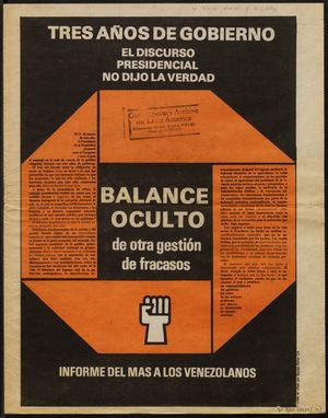 Tres años de gobierno : el discurso presidencial no dijo la verdad / Movimiento al Socialismo (Venezuela). (b2975188) Tres años de gobierno : el discurso presidencial no dijo la verdad / Movimiento al Socialismo (Venezuela). (b2975188)