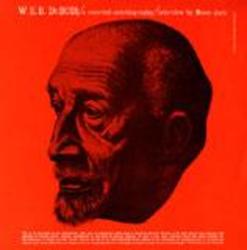 Black and white photograph of W.E.B. DuBois's head in profile on a red background.