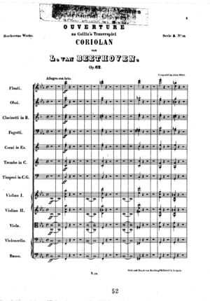 Overture zu Colin's Trauerspiel Corolian Overture zu Colin's Trauerspiel Corolian
