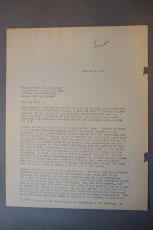 Letter from Frieda Miller to Amy Bush, December 1, 1966, (first line: Under separate cover...) Letter from Frieda Miller to Amy Bush, December 1, 1966, (first line: Under separate cover...)