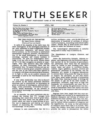 Truth Seeker, Vol. 94 no. 4, April 1967 Truth Seeker, Vol. 94 no. 4, April 1967