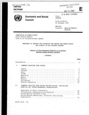 Report of the Secretary-General on Violence Against Women Migrant Workers Report of the Secretary-General on Violence Against Women Migrant Workers