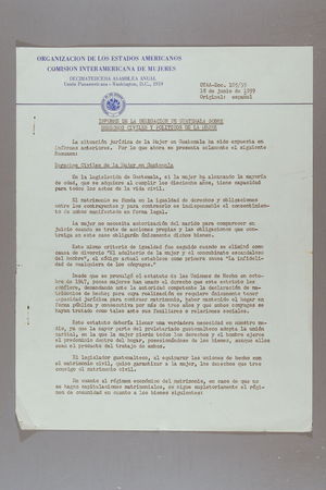 Informe de la Delegacion de Guatemala Sobre Derechos Civiles y Politicos de la Mujer Informe de la Delegacion de Guatemala Sobre Derechos Civiles y Politicos de la Mujer