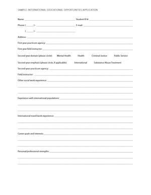 Sample: International Educational Opportunities Application Sample: International Educational Opportunities Application