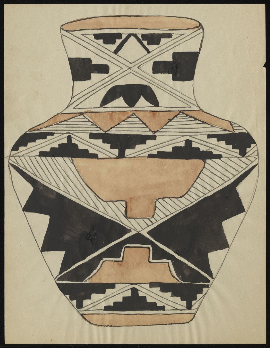 Color Acoma Drawing Of Decorated Jar Alexander Street A Proquest Company