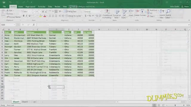 where to find the quick analysis tool in excel 2016