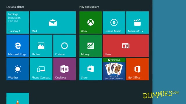 Windows 10 For Dummies Organizing Files Apps Course Pinning Apps Files And Websites To The Windows 10 Start Menu Alexander Street A Proquest Company