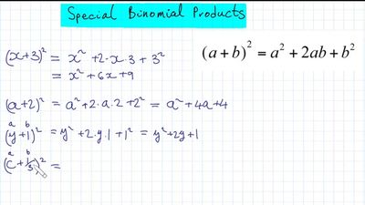 College Algebra Chapter 1 Intro To Algebra Special Binomial Products Special Binomial Products Part 2 Alexander Street A Proquest Company