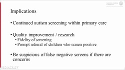 Still image from video Primary Care Autism Screening and Later Autism Diagnosis Within a Large Healthcare System